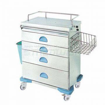 AG-AT019 Hospital Supplier Four Drawers Cart Mobile Cold Rolled Steel Powder Trolley For Sale