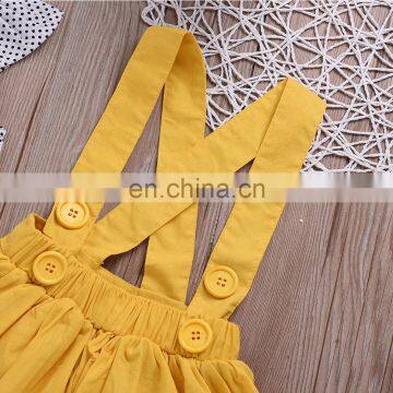 Spot Pattern Top With Plain Color Gallus Dress and Headband 3pcs Girls Suit Wholesale Price photo-5