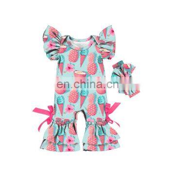 Bright Pink Blooming Flower Pattern Printing Romper Jumpsuit Baby Knitted Romper One Piece Jumpsuit for Wholesale Price photo-2