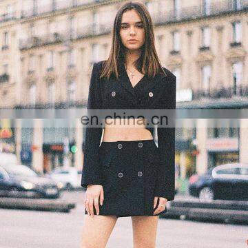 Fashion Women's Clothing Crop Button 2 Piece Suit Skirts Set photo-5