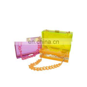 New fashion neon orange green rose clear transparent crossbody bag jelly purses