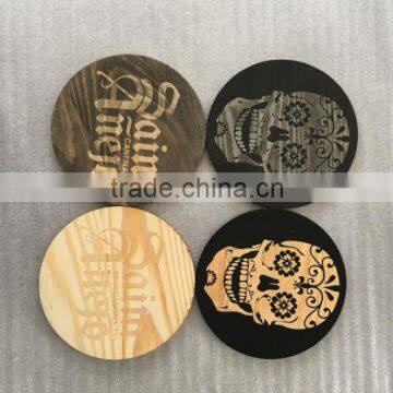 Custom Laser Engraved Logo and Print Color Wooden Coaster