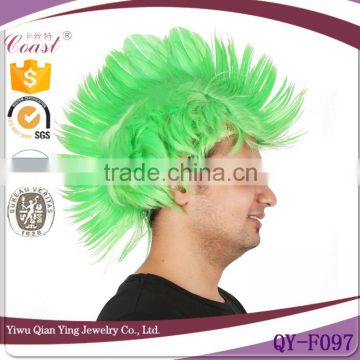 cheap bright green short party sports fans cock wigs