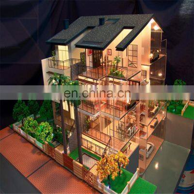 Villa house model with furniture, Miniature scale model for house plan