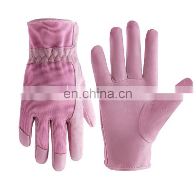 Handlandy comfortable spandex yard outdoor rose pigskin thorn proof work thick kitchen gardening gloves for ladies