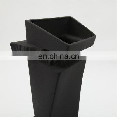 Modern Nordic Geometric Solid Black White Color Living Room Decoration Ceramic Vase photo-3