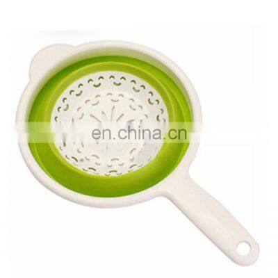 Folding Space-Saving Fruit Vegetable Baskets With Handle, Food Strainer Drainer Bowls, Kitchen Collapsible Silicone Colander