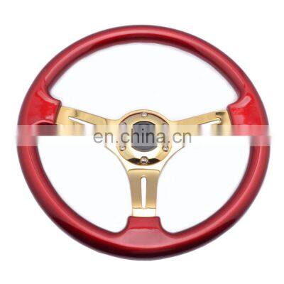 fancy design red plastic gold spoke car drift steering wheel