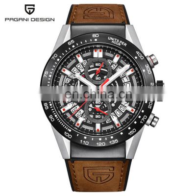 PAGANI DESIGN 2768 men Quartz Wristwatch Luxury Chronograph Sports Waterproof Analog Leather watch