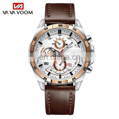 VA VA VOOM VA-216 High Quality Customized Men Watch Brown Leather Watch Strap Sport mens leather watches