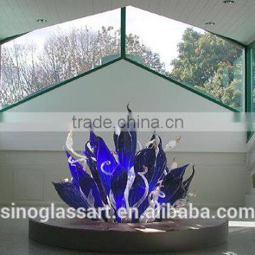 Large Meeting Room Tabletop Decorative Glass Plant Sculpture