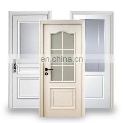 Modern half glass wooden door design interior bedroom wood doors with frosted glass inserts