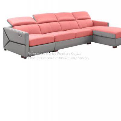 Modern Minimalist Leather Sofa Living Room L-Shaped Chaise Longue Corner Top Layer Cowhide Contact Surface Functional Sofa photo-3