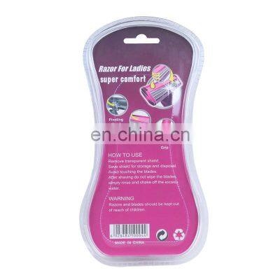 1 Handle and 4 Refill Cartridges Disposable Triple Blades Women Razor Body Hair Remover Bikini Blade Pink Ladies Shaving KL3-03W