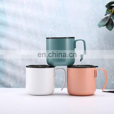 Ready To Ship Double Layer Food Grade Office Coffee Cup Stainless Steel Tumbler Mug With Lid And Handle