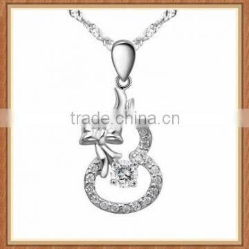 splendid diamond inlaid shiny polish and rhodium plated 925 sterling silver pendant for women