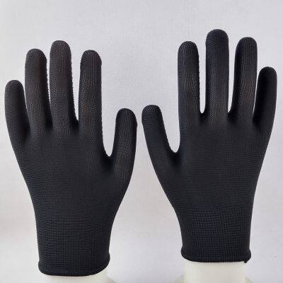 Black Polyester Thread Knitted PVC Dot Palm Coated Anti-slip Safety Work Gloves photo-3