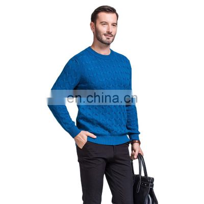 Classic Brand Men's Cable Knit Pullover 100% Pure Cashmere Winter Sweater with Crew Neck collar