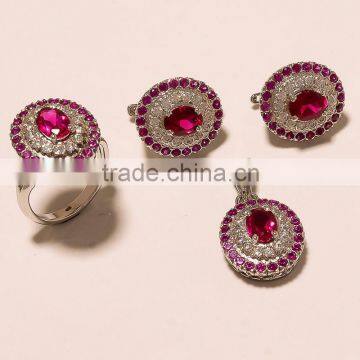 RUBY,CZ SET ,925 sterling silver jewelry wholesale,WHOLESALE SILVER JEWELRY,SILVER EXPORTER, JEWELRY SETS