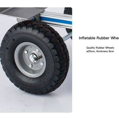 3 in 1 Style Aluminum Trolley Foldable Push Cart 770lbs/250KG Weight Capacity With Inflatable and Solid Rubber Wheels photo-4
