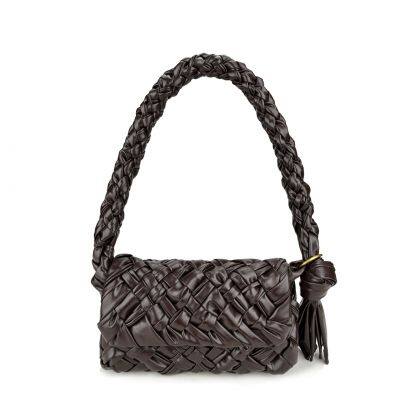 2025 New Sle Woven Leather Oulder Bag Women's Versatile Saddle Bag Folded Underarm Bag Handbag Single Strap Bag