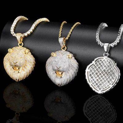 Fashion Animal Lions Men Pendant Necklaces Unisex Hip-hop Copper Cubic Zirconia With Charm Rope Chains photo-3