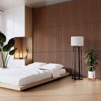 Wholesale Modern Wooden Acoustic Slat Wall Panel With 90% Noise Reduction Fireproof for Living Room Decoration photo-4