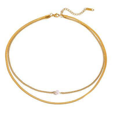 Collier en charme en acier inoxydable rond personnalisé avec rhinestones - Alliage plaqué or 18K