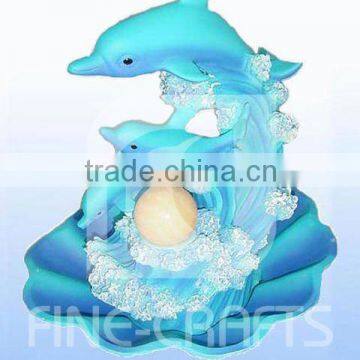 Polyresin dolphin indoor water fountain with ball