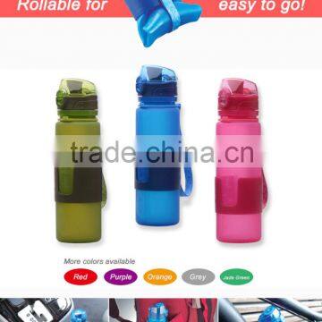 One Touch 650ml/22oz 500ml/16oz 350ml/12oz 3 Different Lid Platinum Silicone Water Bottle photo-6