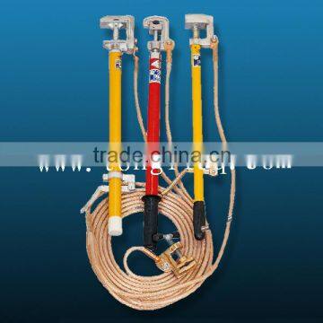 High voltage portable earth rod with earth wire