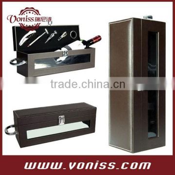 Wine Carrier Leather Bag Wine Bottle Show Box Wine Leather Holder With Transparent Windows Wine Tool Accessories