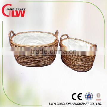 2 pieces set willow storage baskets, kitchen vegetable storage baskets, fruit baskets