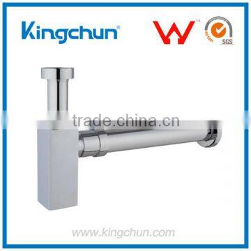 China supplier Watermark chrome plated bottle trap square siphon basin sink brass waste(J247-A)