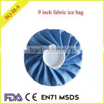 9'' blue ice bag with ice