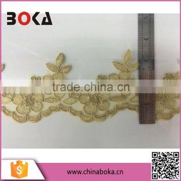 Boka 2015 Gorgeous Gold Polyester Lace Sewing Trims Flower Applique