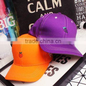 2016 Newest Fashion Simple Fresh Fruit Embroidery Men Women Curve Brim Plain Baseball Caps