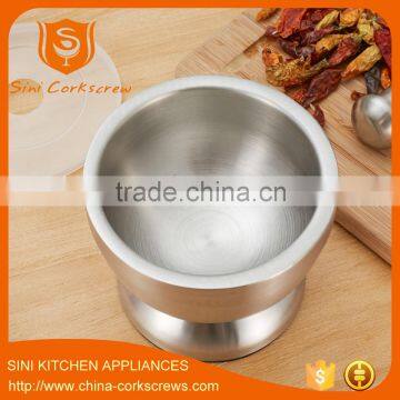 Stainless Steel Garlic Pugging Pot Garlic Pounder Crusher Mortar and Pestle Pedestal Bowl photo-4