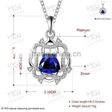 Necklace Jewelry Design in Hollow Style With Blue Big Zircon