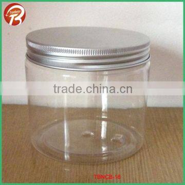 500ML clear PET plastic jar with aluminum cap TBNCB-16