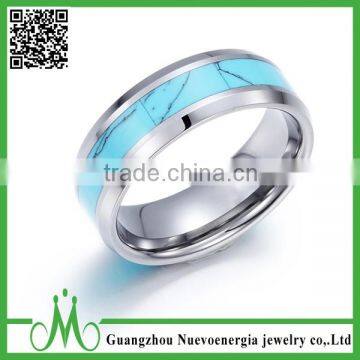 High quality wholesale turquoise ring jewelry charm tungsten turquoise inlay rings