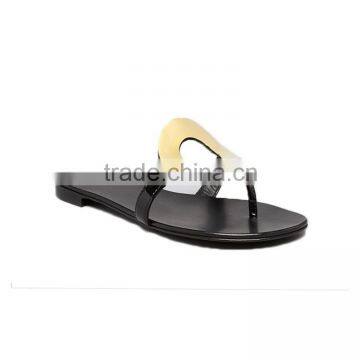 new design women round matel straps summer flat sandals