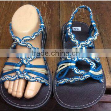 Dobbytex DBTS27 Blue-White Twist Handmade rope Sandals/Shoes Hill tribe / Hmong / Summer / African