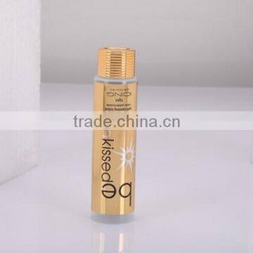 labeling collapsible empty tube with champagne aluminium cap