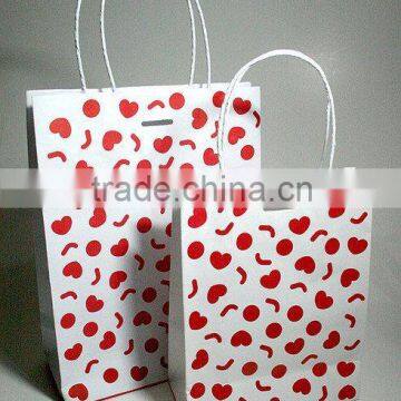 2015 OEM full colour printing white kraft paper shopping bag