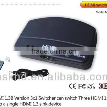 plastic house 3 way HDMI switch with IR