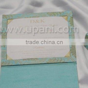 Silk Wedding Invitation Card With Brooch and Ribbon photo-2
