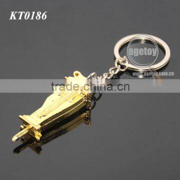 3D Mini Pile Hammer Shaped Three-dimensional Drop Hammer Gold Color Alloy Metal Pile Driver Keyring photo-5