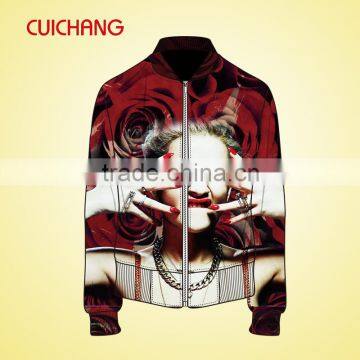 women custom bomber 100% polyester black jacket wholesale