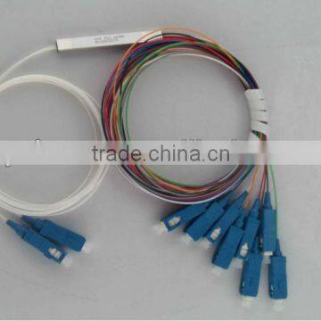 2*8 1260-1650nm Steel mini module type,0.9mm cable dia. 1.5m length,with SC/APC connector PLC Splitter